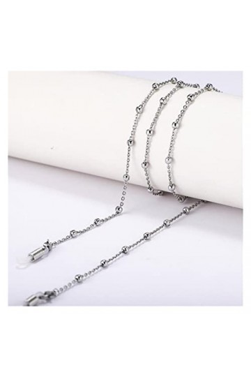 CuteyRain Chaine Lunettes, Chaîne en Acier Inoxydable for Masque Femmes Croix Heart Verres Perles Chaînes Chaînes Lanières Lu