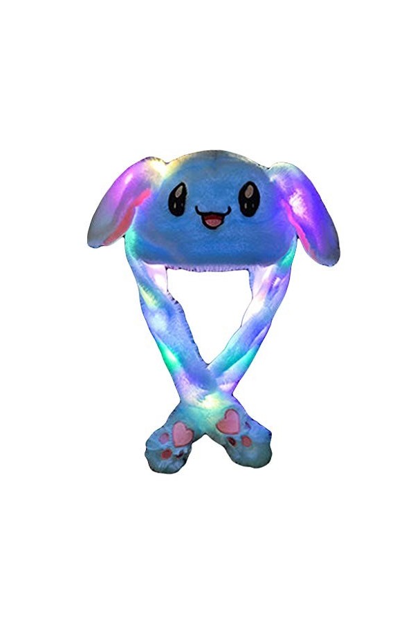 KUKICAT Woman Filles Lapin Chapeau avec LED Brillera Qui Bouge Oreilles Amusant Mignonne Chaud Hiver Cadeau Jouet Attrayant, 