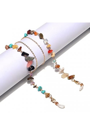 DituVogue Chaînes de Lunettes pour Femmes Naturel Stone Cristal Masques de chaîne en Verre à la Main à la Main Suspending Rop