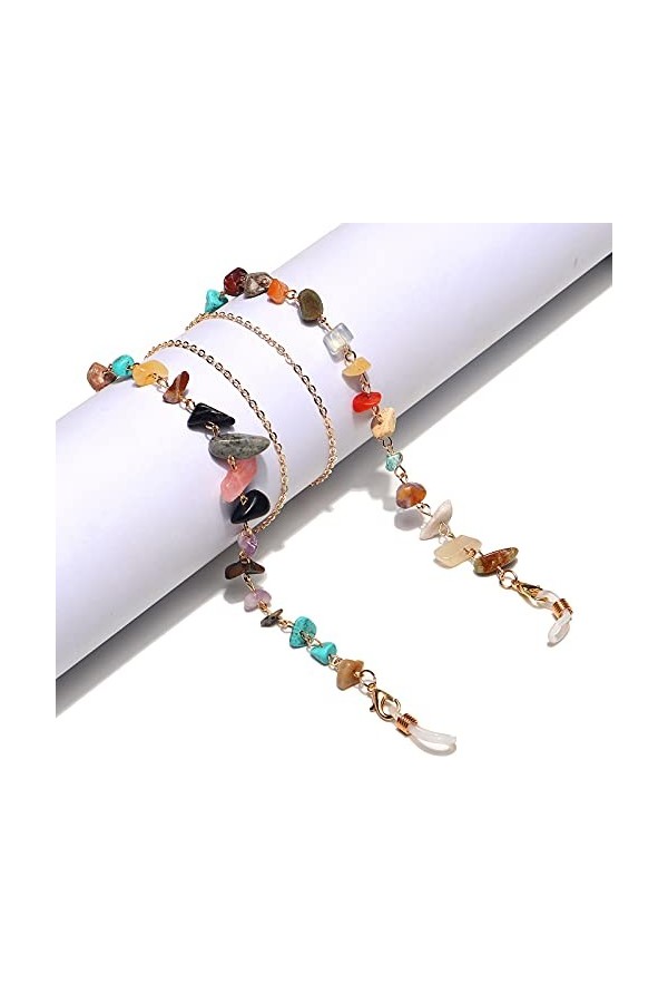 DituVogue Chaînes de Lunettes pour Femmes Naturel Stone Cristal Masques de chaîne en Verre à la Main à la Main Suspending Rop