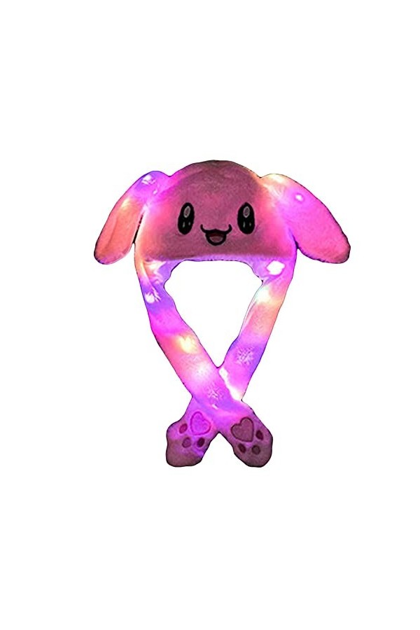 KUKICAT Woman Filles Lapin Chapeau avec LED Brillera Qui Bouge Oreilles Amusant Mignonne Chaud Hiver Cadeau Jouet Attrayant, 