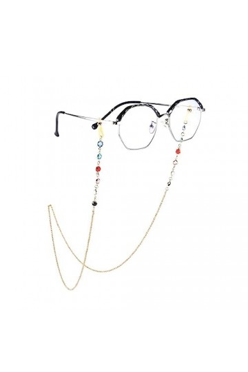 Chaîne De Lunettes 5 Pièces Vitrail Strass Chaîne Pour Les Yeux Femmes Anti-Secousse Lunettes Accessoires Breloques, Or