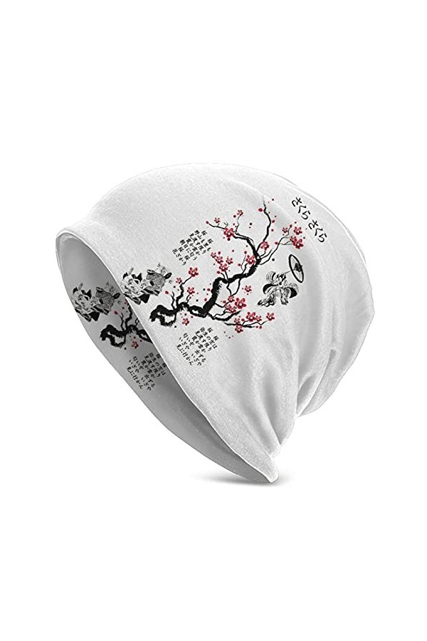DJNGN Cherry Blossom Japonais Fin Bonnets en Tricot Hommes Femmes Chapeaux tricotés Casquettes de Couverture