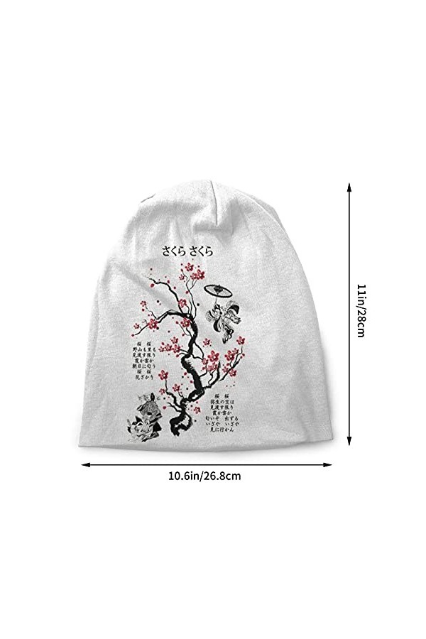 DJNGN Cherry Blossom Japonais Fin Bonnets en Tricot Hommes Femmes Chapeaux tricotés Casquettes de Couverture