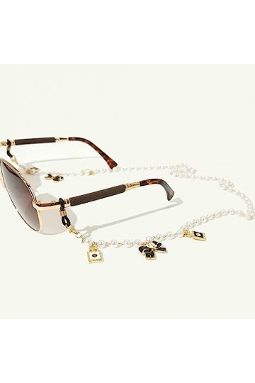 Chaîne De Lunettes 3 Pièces Noir Et Blanc Goutte À Goutte Huile Arc Bouteille De Parfum Perle Pull Chaîne Lunettes Chaîne Mas