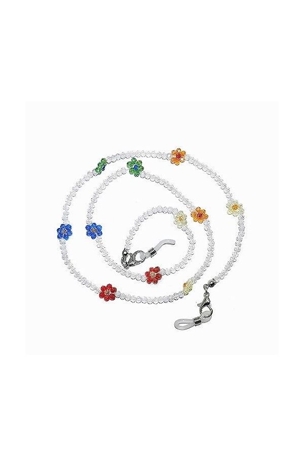 Chaîne De Lunettes Chaîne De Lunettes En Perles De Cristal, 5 Pièces, Petites Marguerites, Chaîne De Masque Anti-Perte, Colli