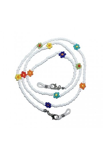 Chaîne De Lunettes Chaîne De Lunettes En Perles De Riz Blanches, 5 Pièces, Perles Colorées À La Main, Fleur De Marguerite, Ma