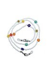 Chaîne De Lunettes Chaîne De Lunettes En Perles De Riz Blanches, 5 Pièces, Perles Colorées À La Main, Fleur De Marguerite, Ma