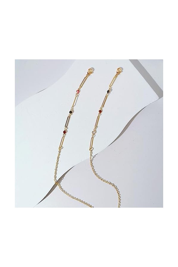 Chaîne De Lunettes 5 Pièces Accessoires De Lunettes Plaqués Or Chaîne De Lunettes Rectangulaire Géométrique Découpée En Crist