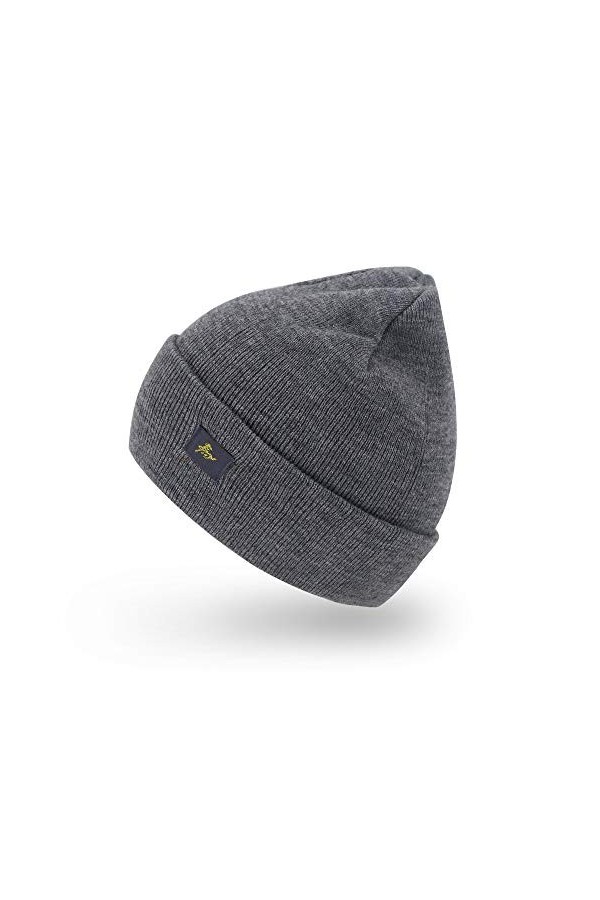 AnJuHoPa Bonnet uni Bonnet Double Tricot Doux Doux pour la Peau Bonnets Tricotés Unisexe Schwarz