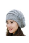 KUKICAT Woman Tricoté Béret Français Femme Élégant Bonnet en Coton Chic Décoration Florale Beanie Casual Chaud Automne Hiver,
