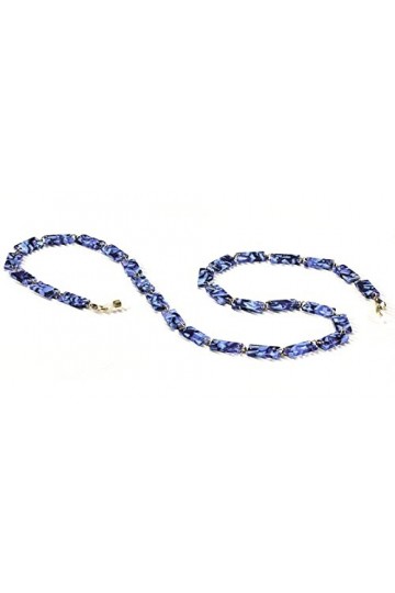 Airport Chaînes pour lunettes de vue ou de soleil, transformable en collier ou bracelet, couleur bleu strié/or effet marbre l