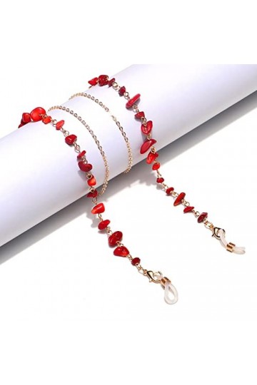 DituVogue Chaînes de Lunettes pour Femmes Naturel Stone Cristal Masques de chaîne en Verre à la Main à la Main Suspending Rop