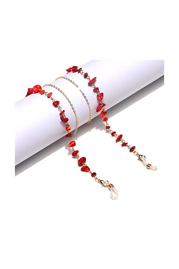 DituVogue Chaînes de Lunettes pour Femmes Naturel Stone Cristal Masques de chaîne en Verre à la Main à la Main Suspending Rop