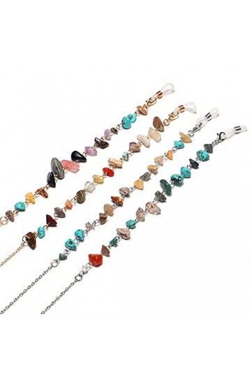 DituVogue Chaînes de Lunettes pour Femmes Naturel Stone Cristal Masques de chaîne en Verre à la Main à la Main Suspending Rop