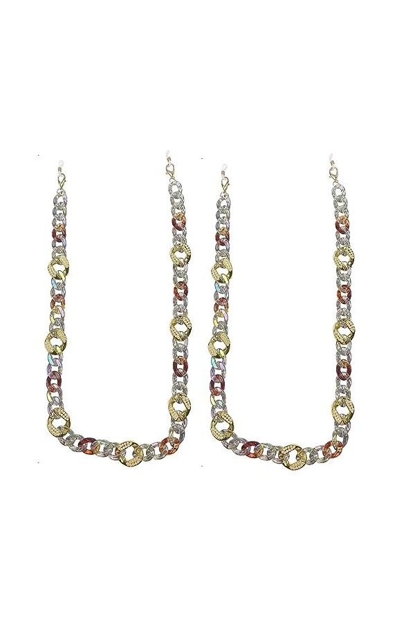 Lot de 2 sangles de lunettes en acrylique pour femme, chaîne de lunettes de soleil antidérapante, sangle de fixation pour lun