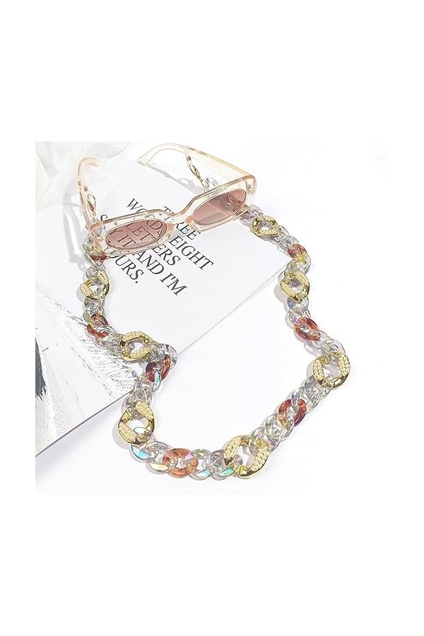 Lot de 2 sangles de lunettes en acrylique pour femme, chaîne de lunettes de soleil antidérapante, sangle de fixation pour lun