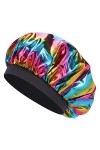 Femme Bonnet de Couchage Satin Bonnet de Nuit Sommeil Elastique Bonnet pour Dormir Soie Chapeau de Chimiothérapie Doux Casque