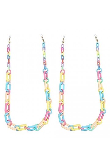 Lot de 2 sangles de lunettes colorées en acrylique pour femme, support de lunettes, support de masque, miroir de lecture, col