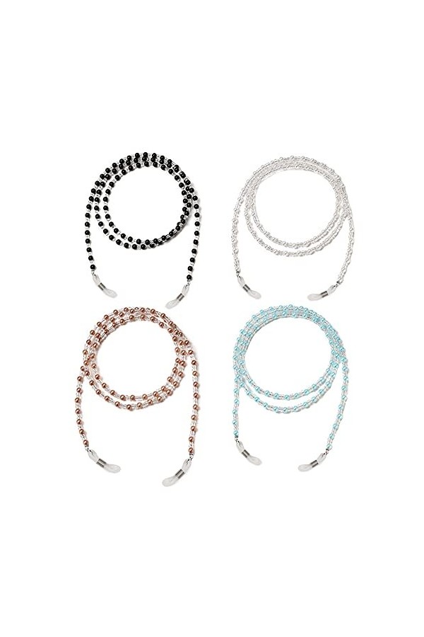 Remplacer le support de nez métallique, Chaînes de retenue de lunettes, 4 pièces, perles acryliques, lanières de lunettes de 