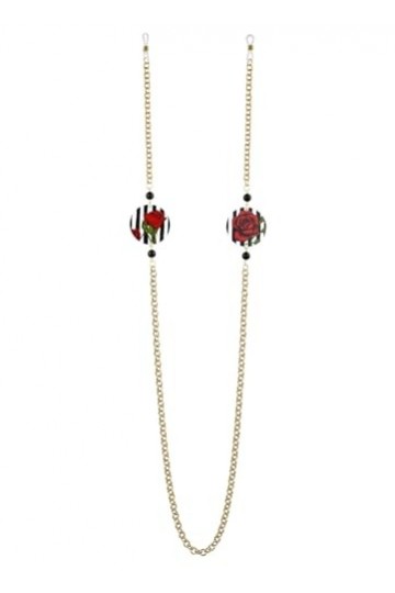 Lebole Bijoux Chaîne pour lunettes Femme Circle Riga Noir Petit Noir, Taglia unica, Laiton