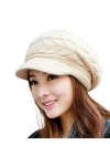 EDOTON Hiver Chaud Bonnet en Tricot Newsboy Skullies Bonnets Chapeau Mode Souple Tricotés Casquettes pour Les Femmes Filles 