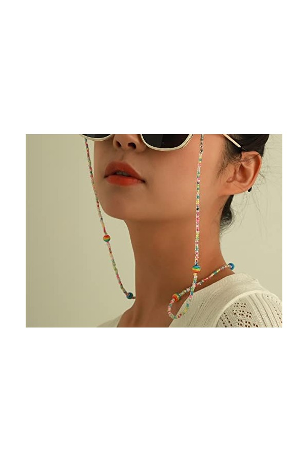 ViLLeX Sangle de lunettes for femmes, crochets doreille antidérapants perlés et sangles de lunettes de soleil élégantes en s