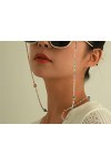NOGRAX Sangle de lunettes for femmes, crochets doreille antidérapants perlés et sangles de lunettes de soleil élégantes en s
