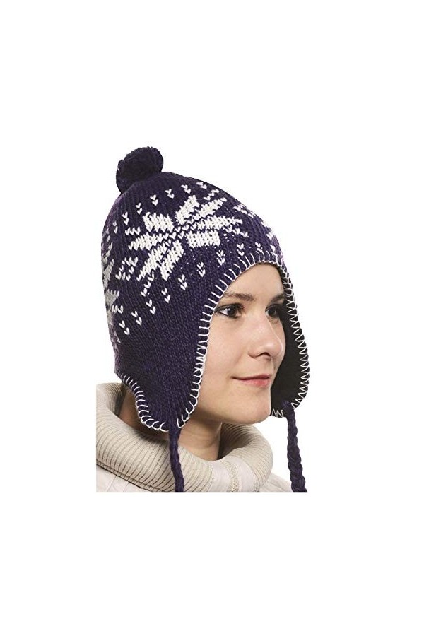MAROK-INERIE Bonnet Péruvien Chullo chullu avec Pompon Mixte Homme/Femme Couleurs au Choix Bleu 2 