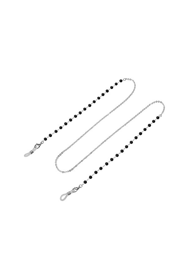 NOGRAX Sangle Chaînes de Lunettes for Femmes Alliage Perles Noires Chaînes de Masque Cordon de Lunettes élégant Couleur : Ar