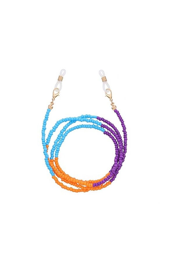 CuteyRain Chaine Lunettes, Perles colorées Lunettes Chaînes Femmes Face Masque Sangle Sangle Sangle Non-Slip Lunettes Porte-L