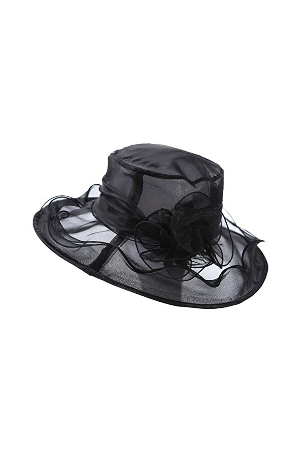 QWUVEDS Chapeau pour femme - Chapeau de mariage - Chapeau de soleil - Ombre floral - Chapeau de plage - Chapeau de vélo pour 