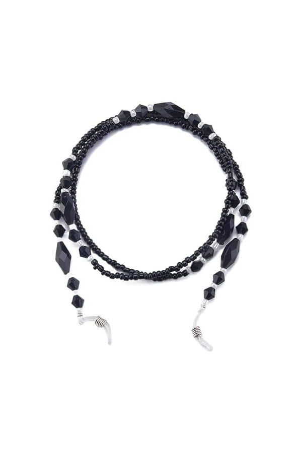 MORYEN Sangle de Lunettes Lunettes lanière for Femmes Noir perlé Masque lanière Mode Lunettes retenue Lanyard