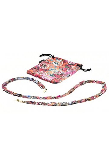 Airport Chaînes pour lunettes de vue ou de soleil, transformable en collier ou bracelet, couleur fuchsia multicolore/or effet