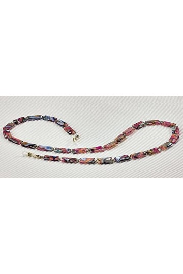 Airport Chaînes pour lunettes de vue ou de soleil, transformable en collier ou bracelet, couleur fuchsia multicolore/or effet