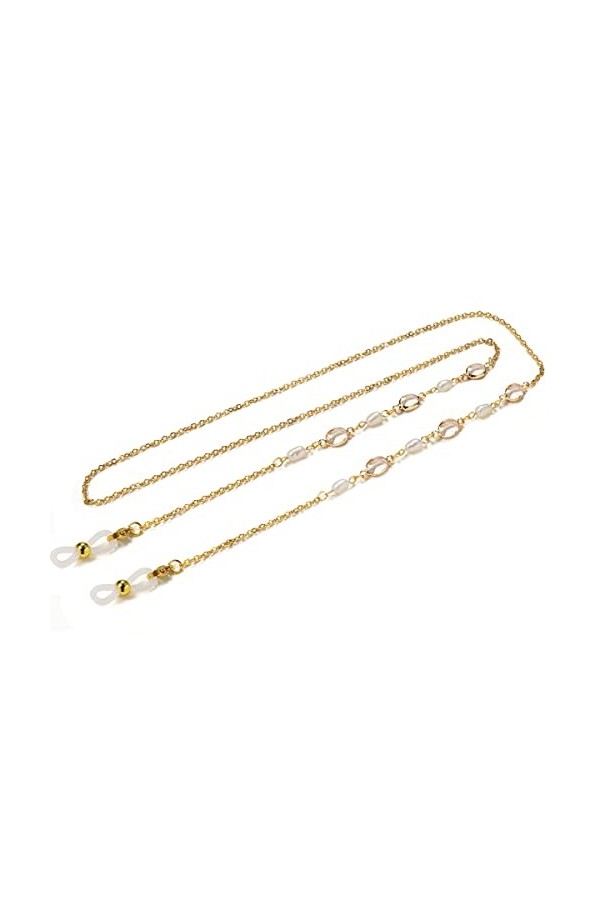 DNLKWGO Chaîne de fixation pour lunettes de vue avec perles pour femme, jaune, taille unique