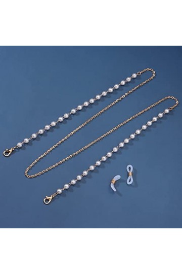 CuteyRain Chaine Lunettes, Femme Lunettes de Soleil Chaîne Cylindre Chaîne Perle Chaîne Anti-Falling Lunettes Lunettes Collie