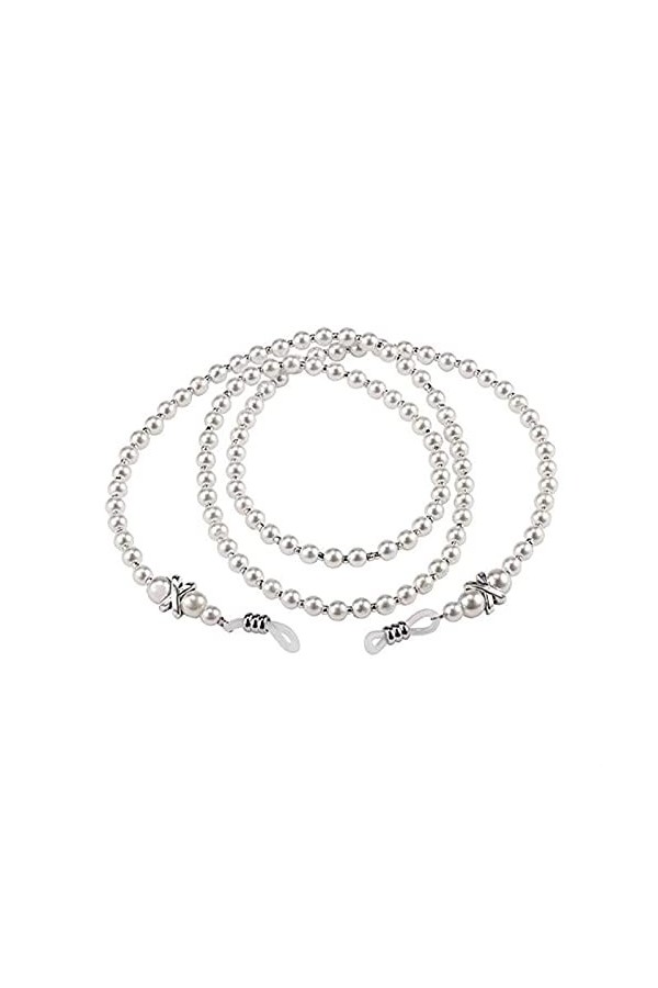 CuteyRain Chaine Lunettes, Perle Blanche Perles Lunettes de Vue Lunettes Lunettes Lunettes de Soleil Chaîne de Lunettes de So