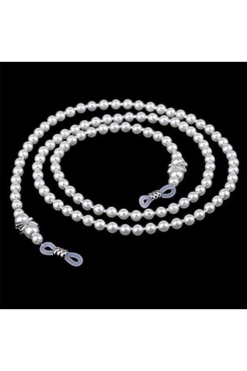 CuteyRain Chaine Lunettes, Perle Blanche Perles Lunettes de Vue Lunettes Lunettes Lunettes de Soleil Chaîne de Lunettes de So