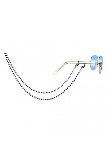 CuteyRain Chaine Lunettes, Chaîne de Perles de Cristal Noire à la Main Lecture Lunettes Chaîne Chaîne de Lunettes de Soleil C