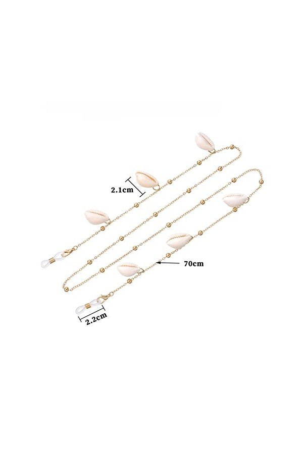 CuteyRain Chaine Lunettes, Coquille Bled Tassel Ball Link Link Lunettes de Vue Collier Lunettes de Soleil Lunettes de Soleil 