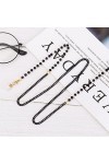 CuteyRain Chaine Lunettes, 61/70cm Acrylique Lunettes en Cristal de la chaîne Crousel Crystal Crystal Black Beads Lunettes Co