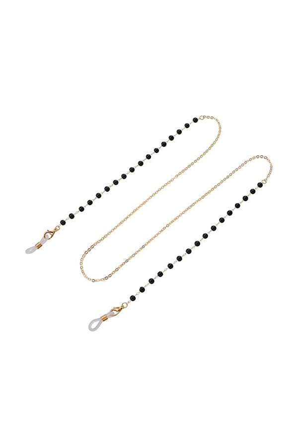 MORYEN Sangle Chaînes de Lunettes for Femmes Alliage Perles Noires Chaînes de Masque Cordon de Lunettes élégant Couleur : Ar