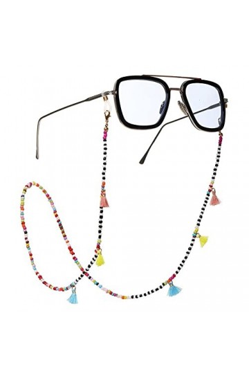 ViLLeX Sangle de lunettes Chaînes de lunettes for femmes Chaînes de masque simples perlées colorées Chaînes porte-lunettes él