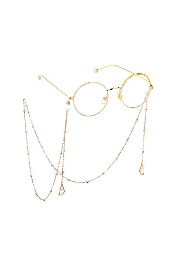 WORNEW Chaînes pour Lunettes Chaîne de Lunettes perlée Chaîne en métal Chaîne de Lunettes Lunettes de Soleil antidérapantes C