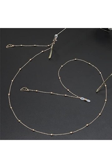 WORNEW Chaînes pour Lunettes Chaîne de Lunettes perlée Chaîne en métal Chaîne de Lunettes Lunettes de Soleil antidérapantes C