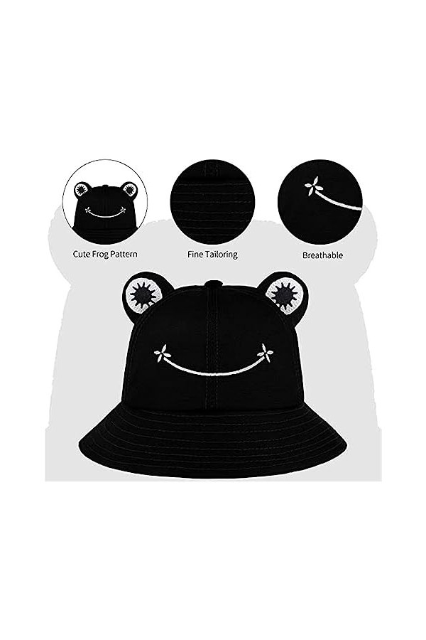 PLABBDPL 1 pc Grenouille pour Enfants Adulte Homme Femme Chapeau de Soleil en Coton Anti-UV Chapeau de Pêcheur Casquettes Vis