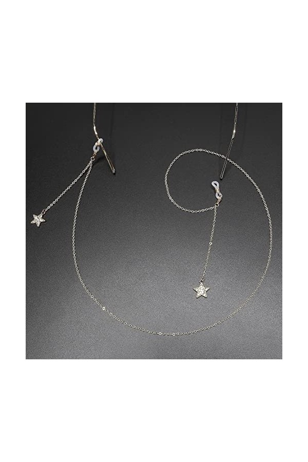 ViLLeX Chaînes de Lunettes Sangle de Lunettes for Femmes Pendentif étoile en métal Chaîne de Cou Élégante Retenue de Lunettes