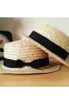 CUHAWUDBA Chapeau de Paille Mignon Enfant Filles Chapeau de Soleil N?ud à Boucles Des Bord Dété Canotier Chapeau Fedora à de