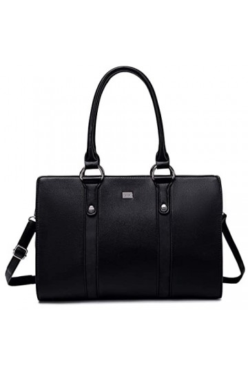 David Jones - Sac à Main Femme - Fille Cours Travail Business Multicolore XL - Anse Longue Cuir PU - Porte-Document - Noir